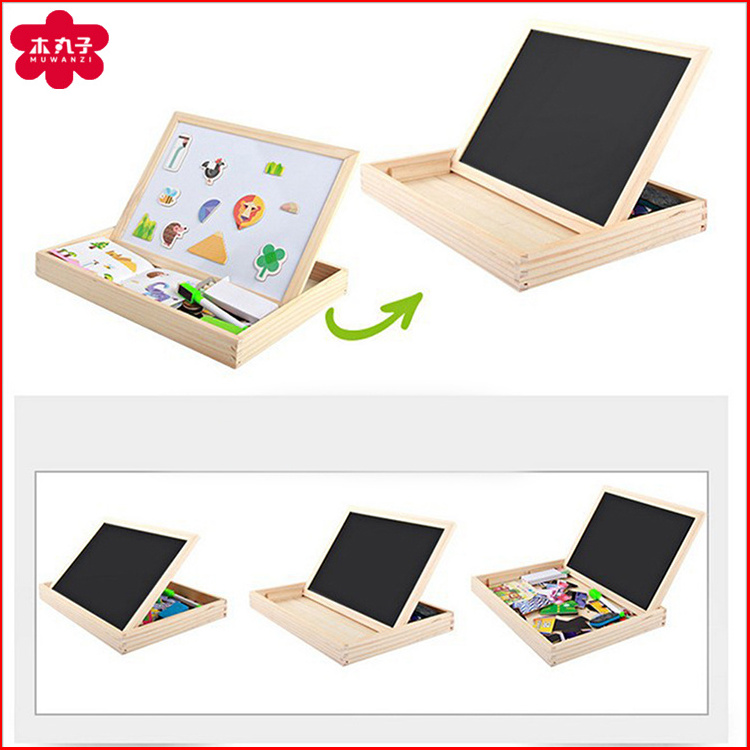 Funny Animal Paradise Magnetic Wooden puzzle with double sided kids' drawing board