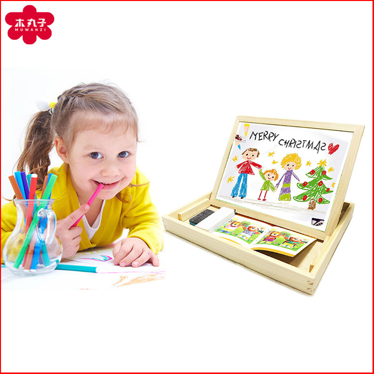 Funny Animal Paradise Magnetic Wooden puzzle with double sided kids' drawing board