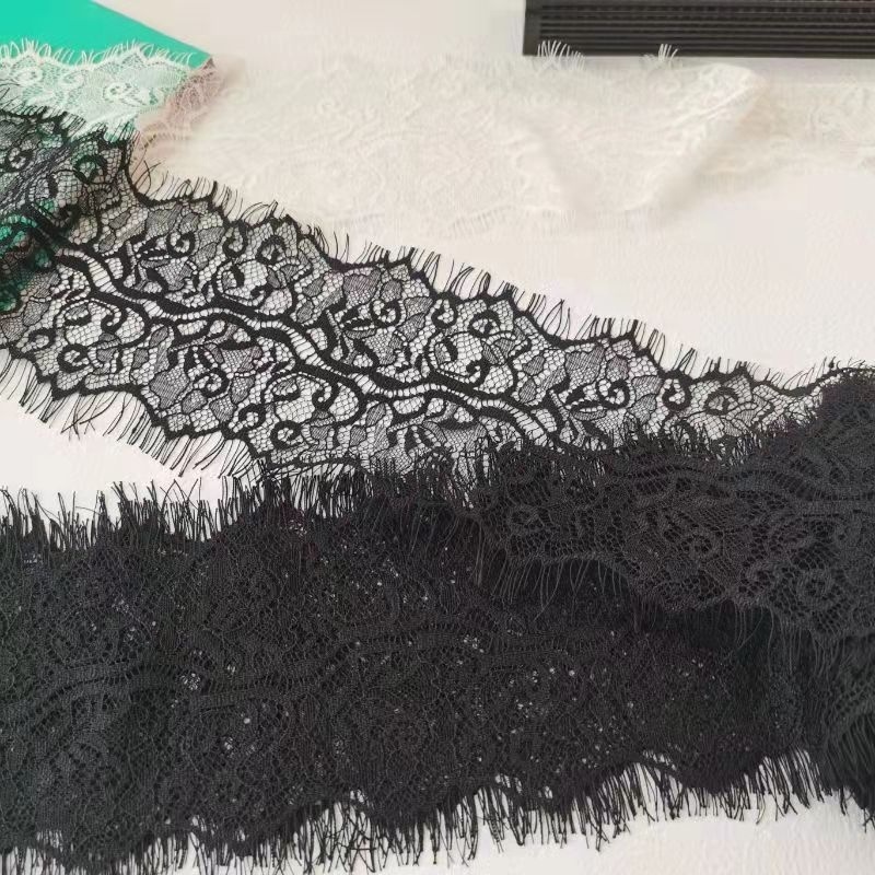 ZJ025 Drop Shipping Wide 11cm Nylon 100% Lace Trim Black Knitted Elastic Lace for Wedding Underwear Pajamas