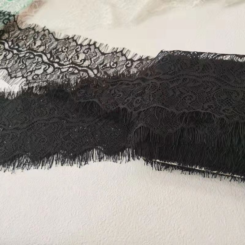 ZJ025 Drop Shipping Wide 11cm Nylon 100% Lace Trim Black Knitted Elastic Lace for Wedding Underwear Pajamas