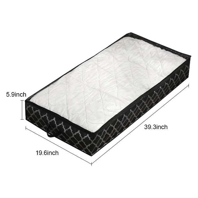 Black With Pattern Underbed Storage Containers Under Bed Storage Box Storage Bag With for Blankets Clothes Sweater shoes