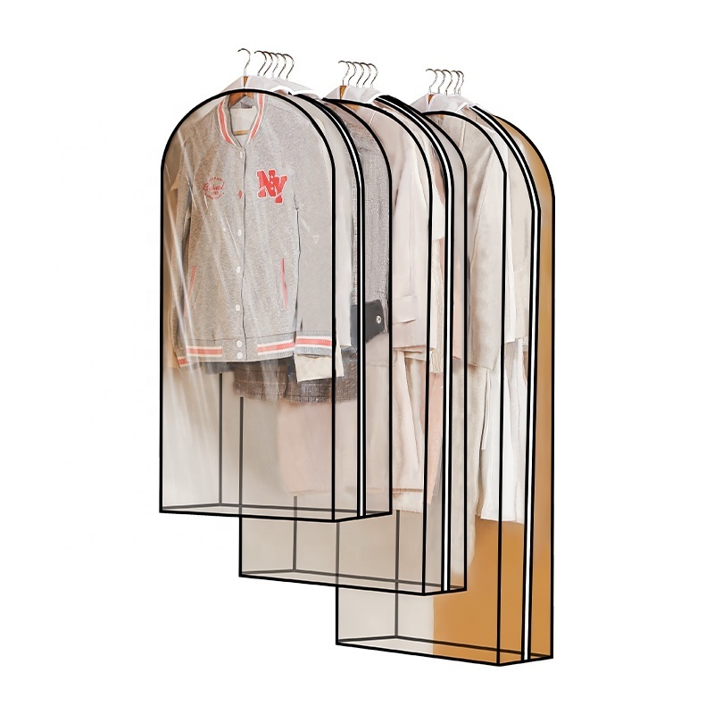 Custom Logo All Clear Garment Bags Wardrobe Closet Hanging Jacket Clothes Suit Bags Potable  Home Storage & Organization