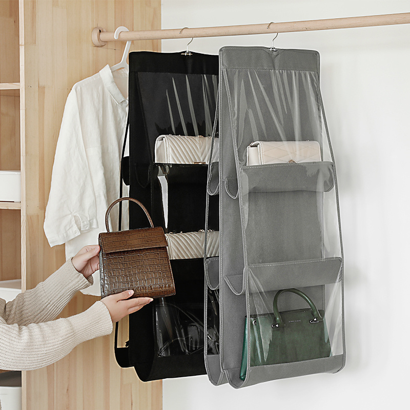 Hot sale hanging storage bag 6 Pocket 8 Pocket handbag storage bags Folding hanging purse handbag organizer storage