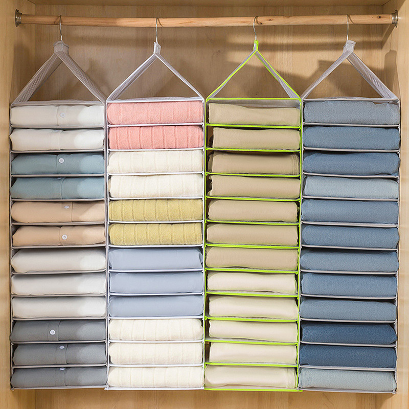 Hanging Wardrobe Clothing Storage Bag Jeans Shirt Storage Rack Hanging Closet Storage Bag Foldable  Clothes Organizer