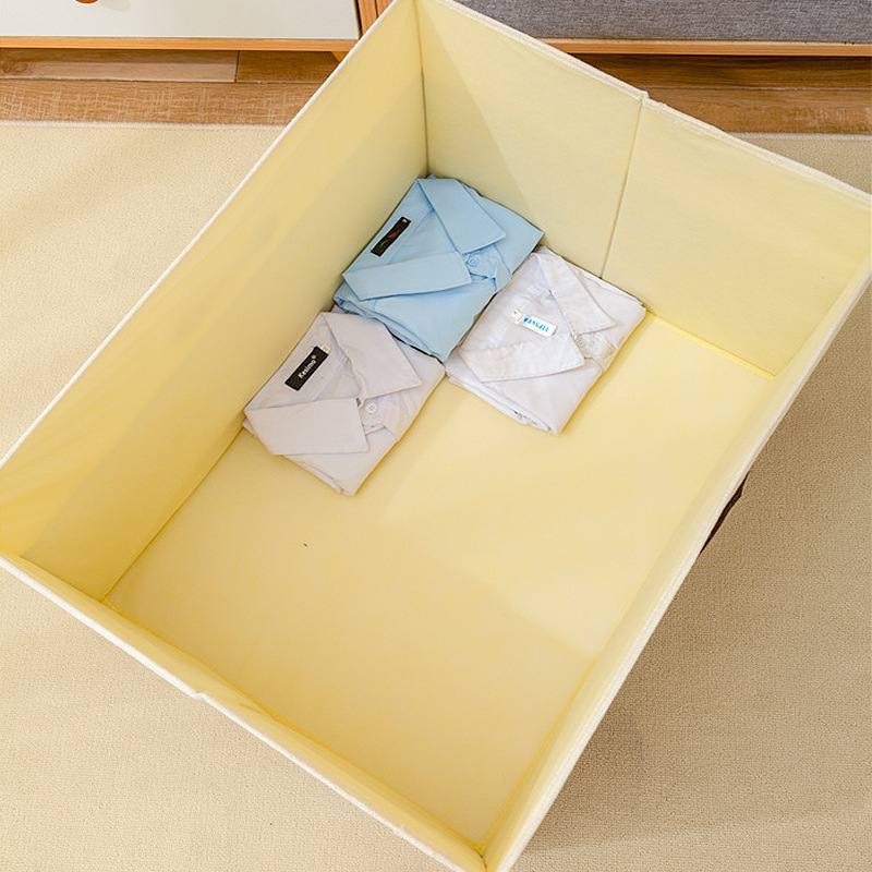 Foldable Cotton Linen Storage Bins with Lids Fabric Stackable Storage Organizer Box For Organizing Bedroom Closet