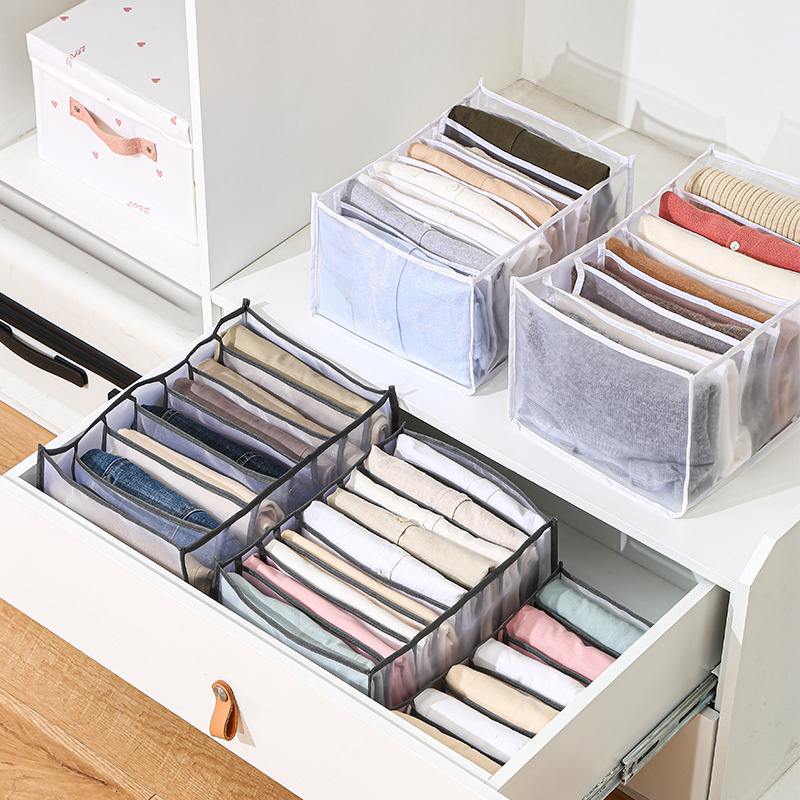 7 Grids Wardrobe Clothes Organizer Folded Clothes Organizer for Closet Drawer Clothes Compartment Storage Box