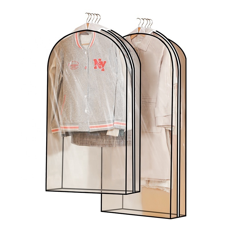 Custom Logo All Clear Garment Bags Wardrobe Closet Hanging Jacket Clothes Suit Bags Potable  Home Storage & Organization