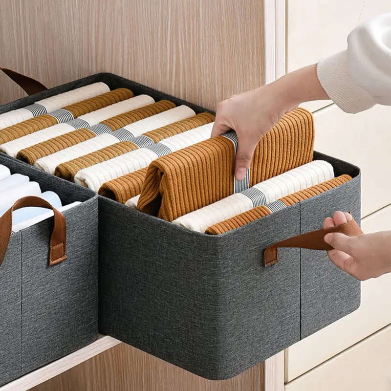 Basics Household Storage Bins Fabric Foldable Clothes Organizer Wardrobe Drawer Organizer for Shirts Pants Jeans