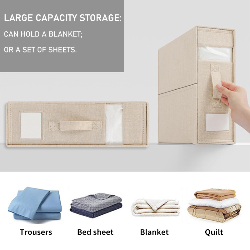 Naduo 2024 Folding Fabric Bedding Storage Box Sustainable Fabric Bed Sheet Organizer Storage Cubes