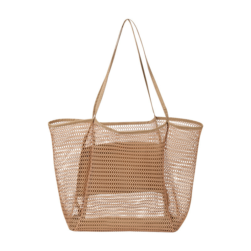 Nylon and Polyester Material Womens Shopping Travel Holidays Bag Beach Mesh Shoulder Handbag Beach Tote Bags