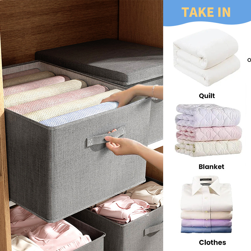 Hot Sale Fabric Storage Bins with Lids Foldable Clothing Closet Organizer 4 Handles Toy Box Storage Cubes Baskets Container