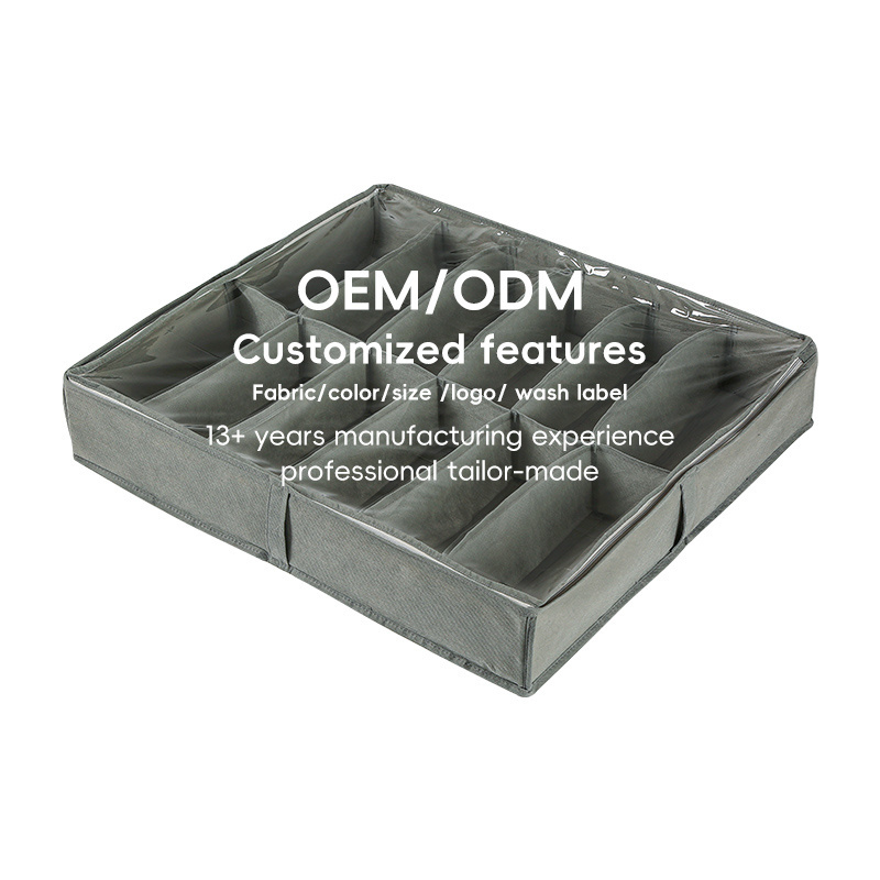 Customized Non-woven Transparent Lid Folding Underbed Shoe Storage Box Shoes Organizer With Zipper Closet Storage Box