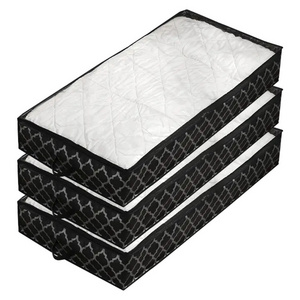 Black With Pattern Underbed Storage Containers Under Bed Storage Box Storage Bag With for Blankets Clothes Sweater shoes