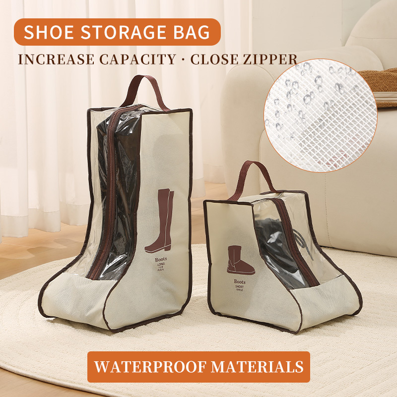 Portable Boot Storage Bags Dust Proof Shoe Bags for Storage Zippered Tall Boots Organizer Protector Bag with Handle