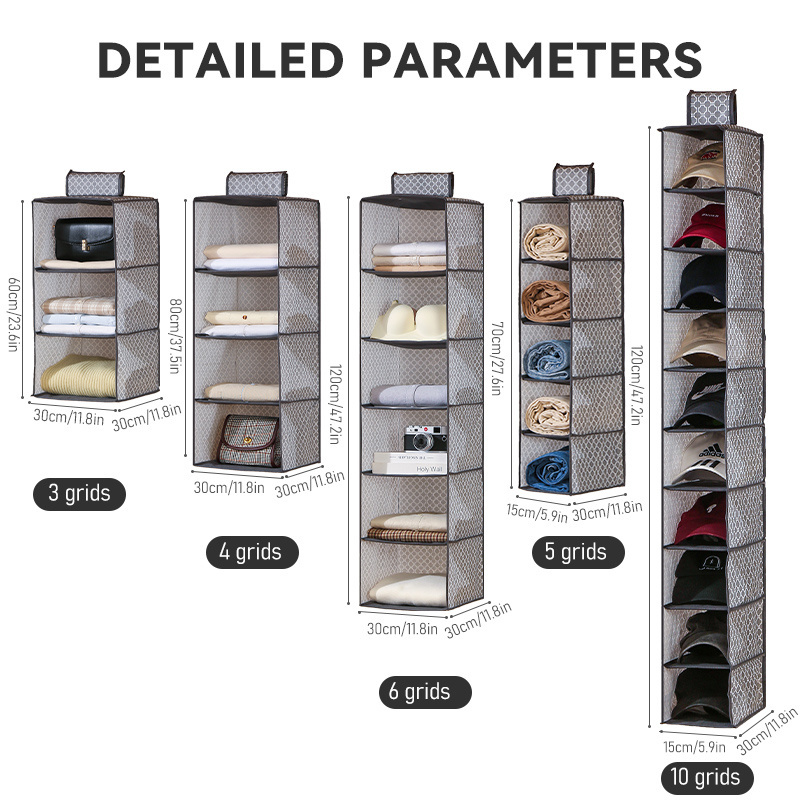 Household Foldable Hanging Closet Organizer Wardrobe Clothing Hanging Storage Shelves