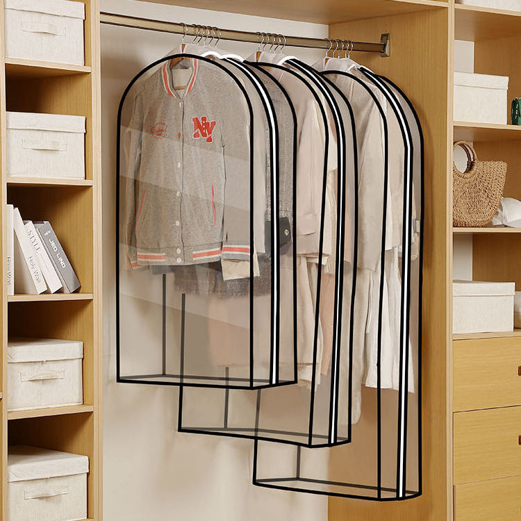 Hot sale garment bags dust cover for hanging clothes large capacity garment rack cover transparent suit bags for closet storage