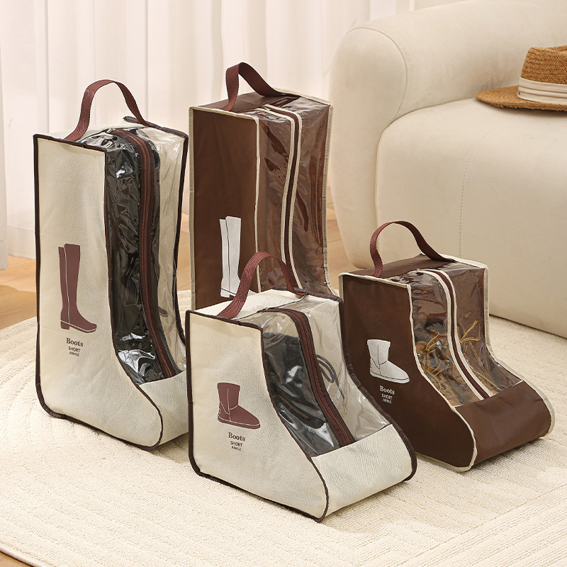 Portable Boot Storage Bags Dust Proof Shoe Bags for Storage Zippered Tall Boots Organizer Protector Bag with Handle