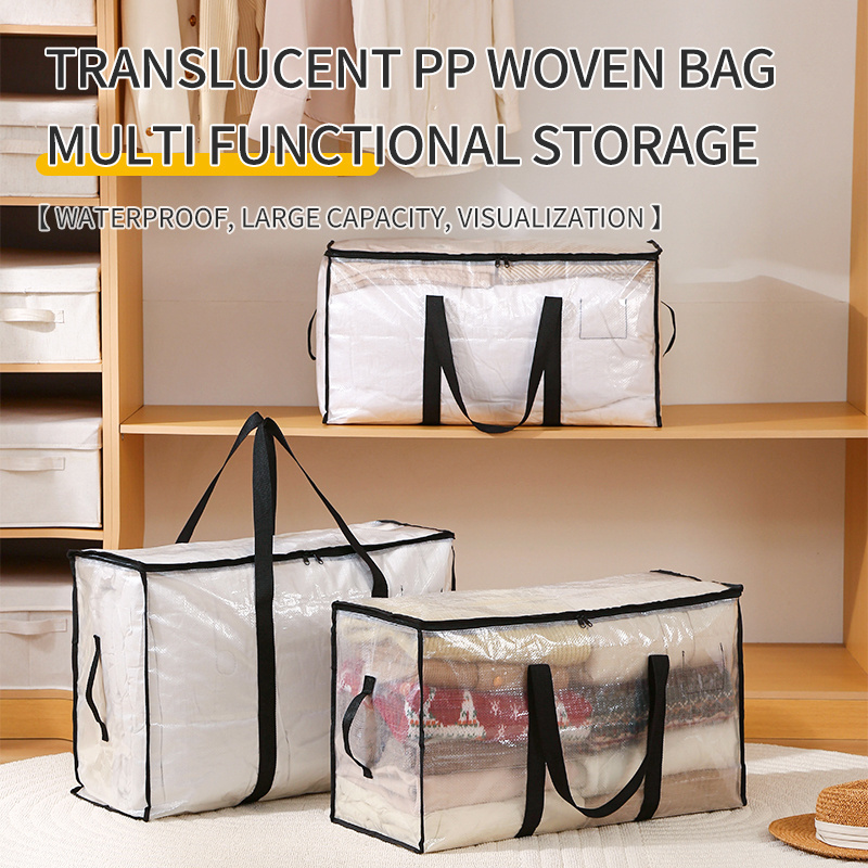 Large Capacity Quilt Storage Bag Clear Window Organizer Bag Clothes Blanket Bedding Storage Organizer Bag