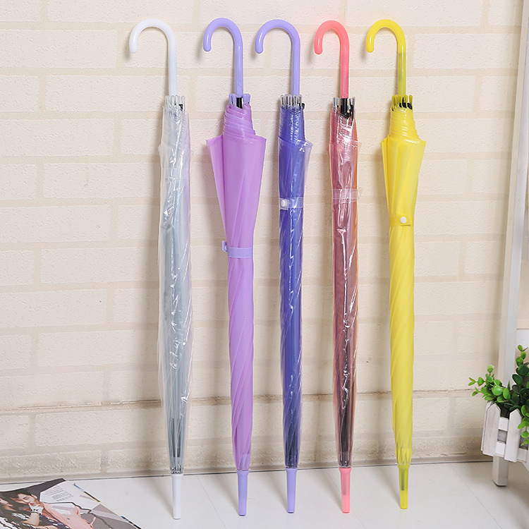 2024 Environmentally friendly colorful transparent long handle umbrella umbrella umbrella for travel outdoor