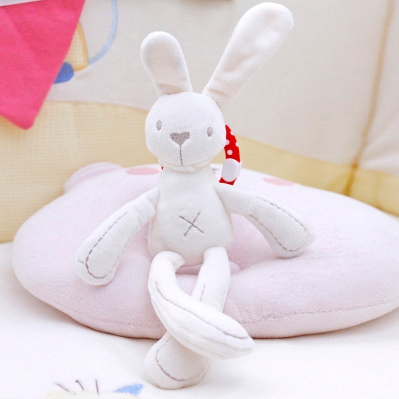 cute baby crib stroller rabbit bunny bear soft stuffed plush toys infant doll with hanging ring windchimes