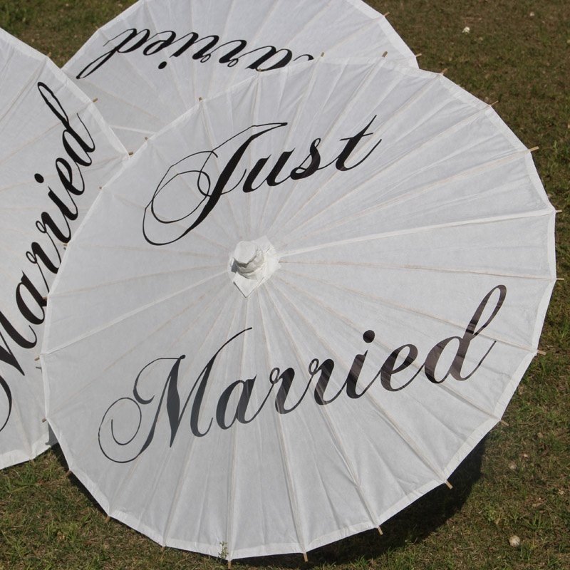 2024 Branded painted white wholesale cheap married wedding bride party decoration paper parasols umbrella