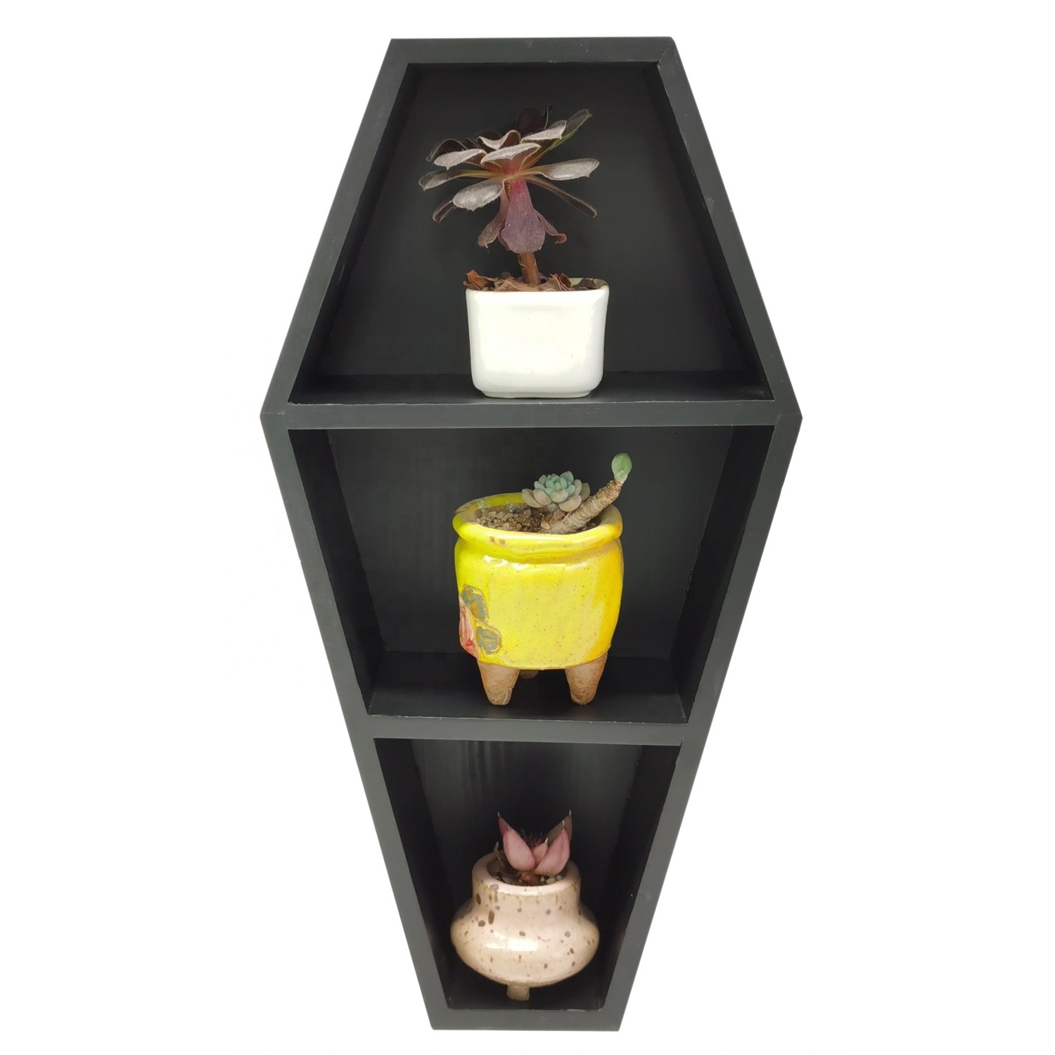 Spooky Gothic Decor Wooden Wall Mounted Coffin Shelf