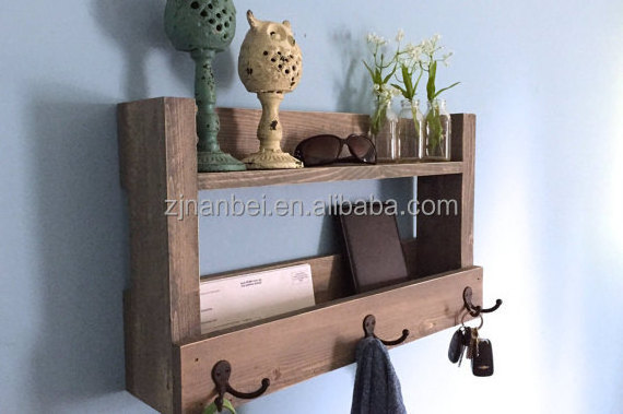 Custom rustic wooden entryway shelf, wood mail organizer