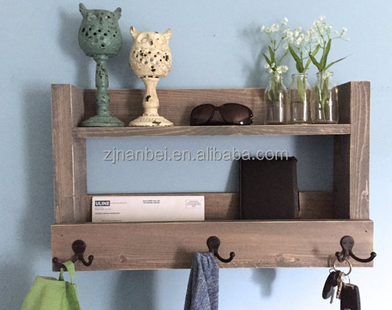 Custom rustic wooden entryway shelf, wood mail organizer