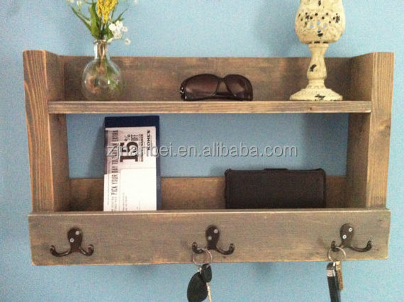 Custom rustic wooden entryway shelf, wood mail organizer