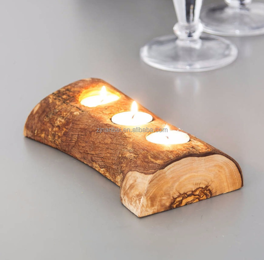 Custom rustic wooden tea light holder wedding candle holder