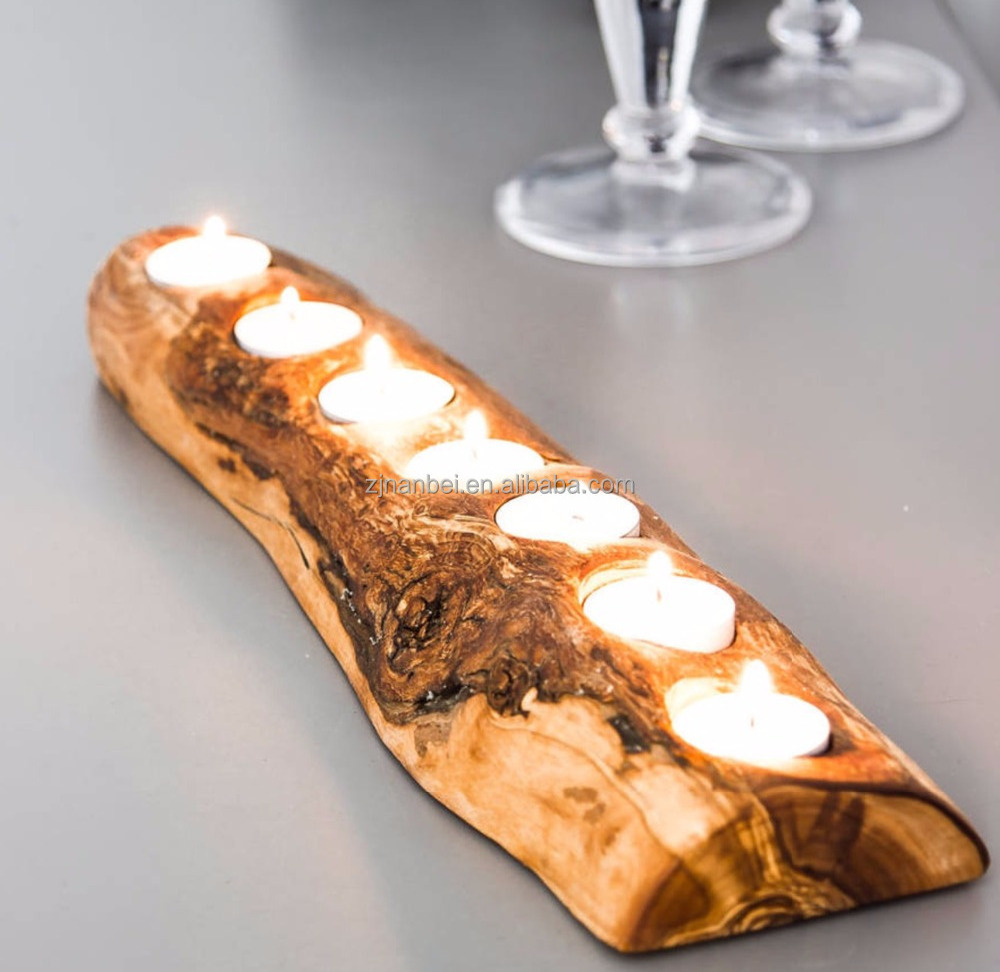 Custom rustic wooden tea light holder wedding candle holder