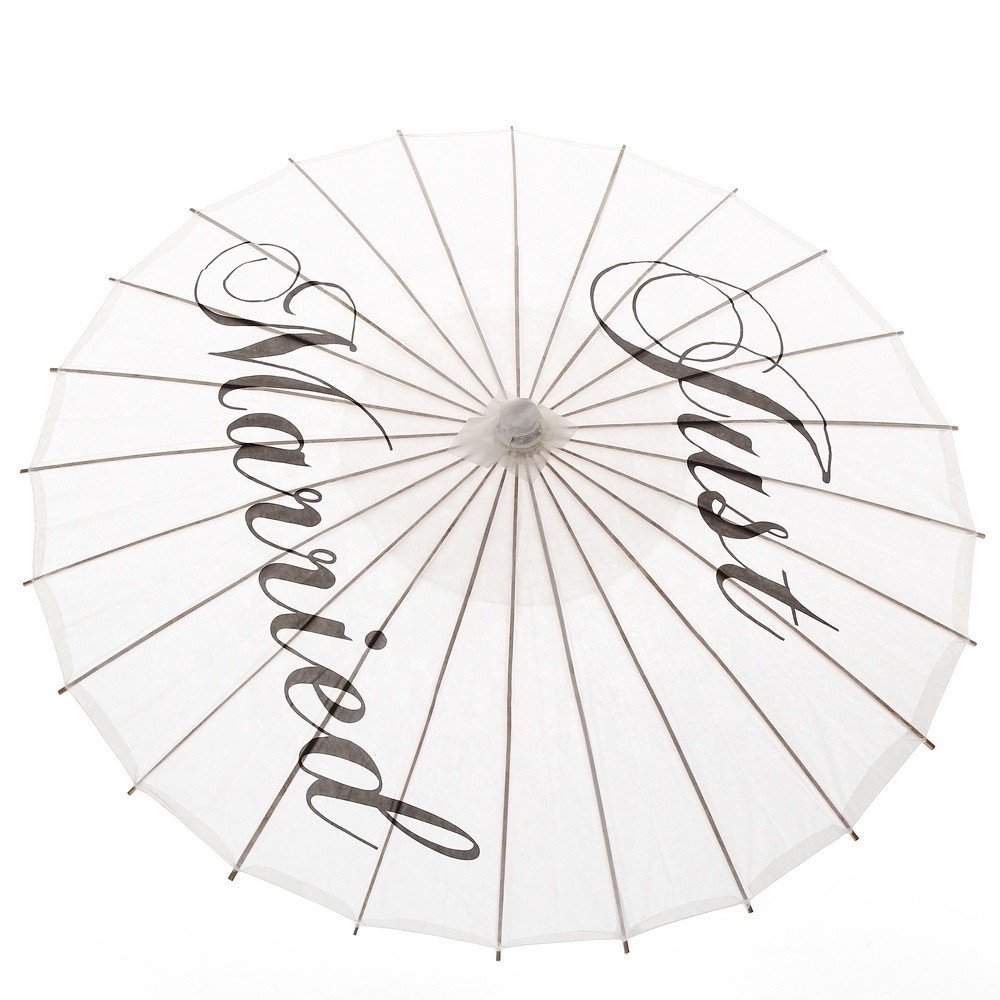 Branded painted white wholesale cheap married wedding bride party decoration paper parasols umbrella