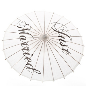 Branded painted white wholesale cheap married wedding bride party decoration paper parasols umbrella