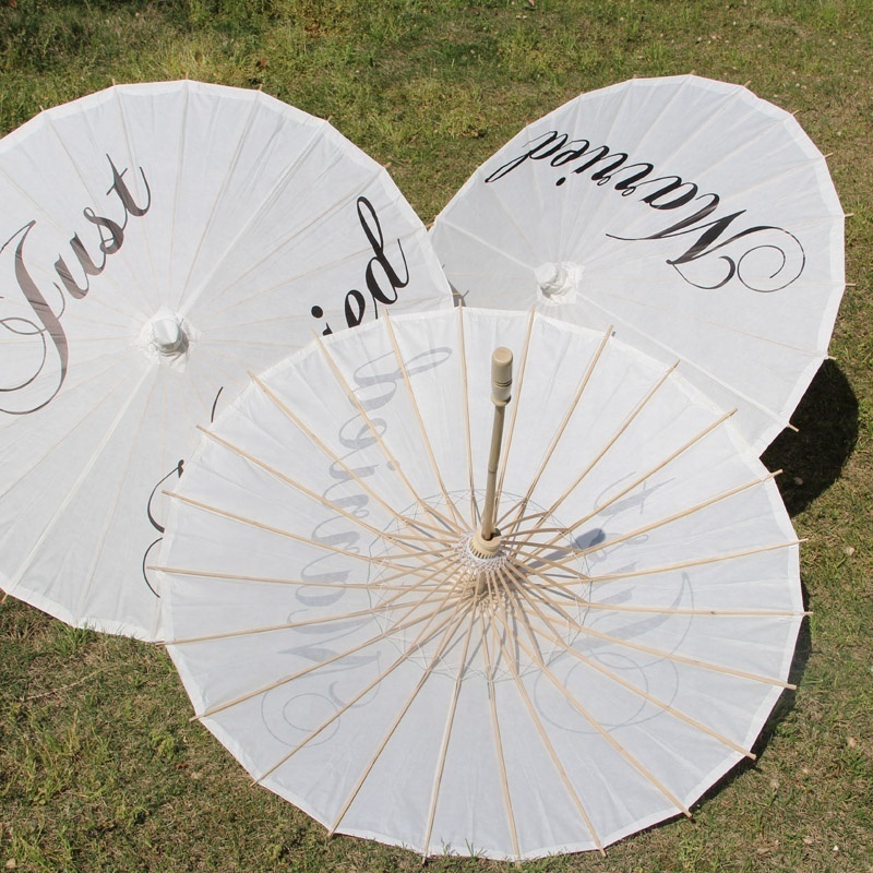 Branded painted white wholesale cheap married wedding bride party decoration paper parasols umbrella