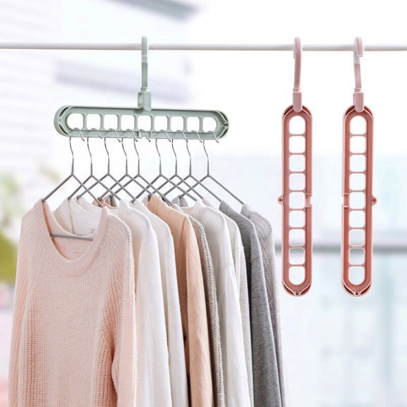 Eco friendly 9holes 360 rotating clothes drying rack saving space folding plastic coat cloth hanger