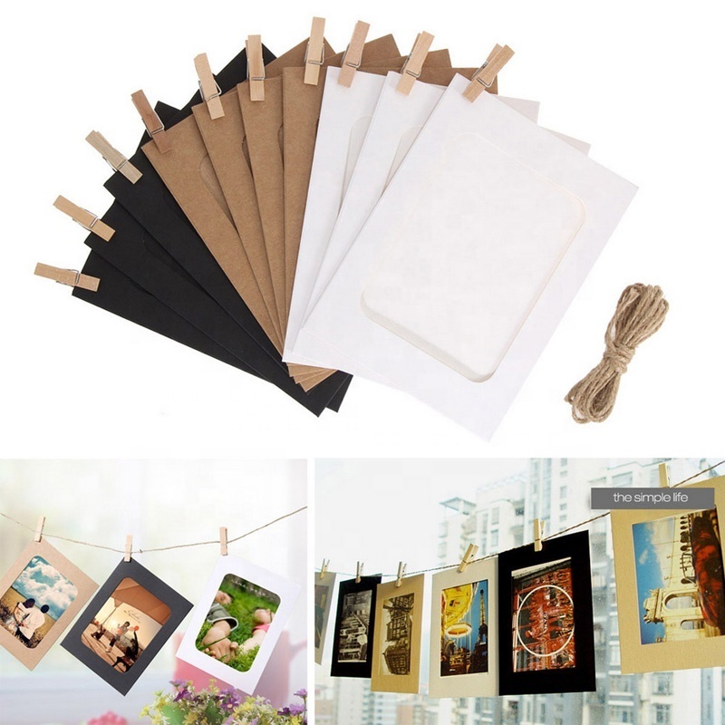 2024 3/4/5/6/7 inch 10pcs wedding party decoration wooden clip paper picture holder photo frame