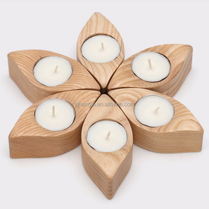 2024 Custom small wooden petal candle holder tea light holder for wedding decoration