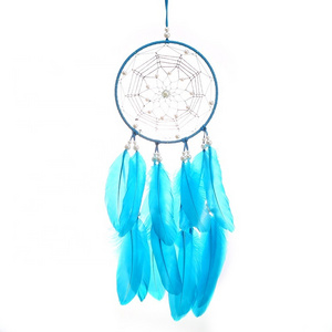 2024 Creative birthday gifts blue feather dreamcatcher wall hanging home decor ornaments dream catcher