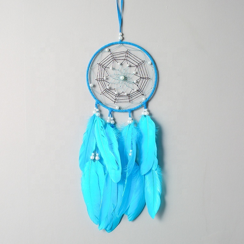 2024 Creative birthday gifts blue feather dreamcatcher wall hanging home decor ornaments dream catcher