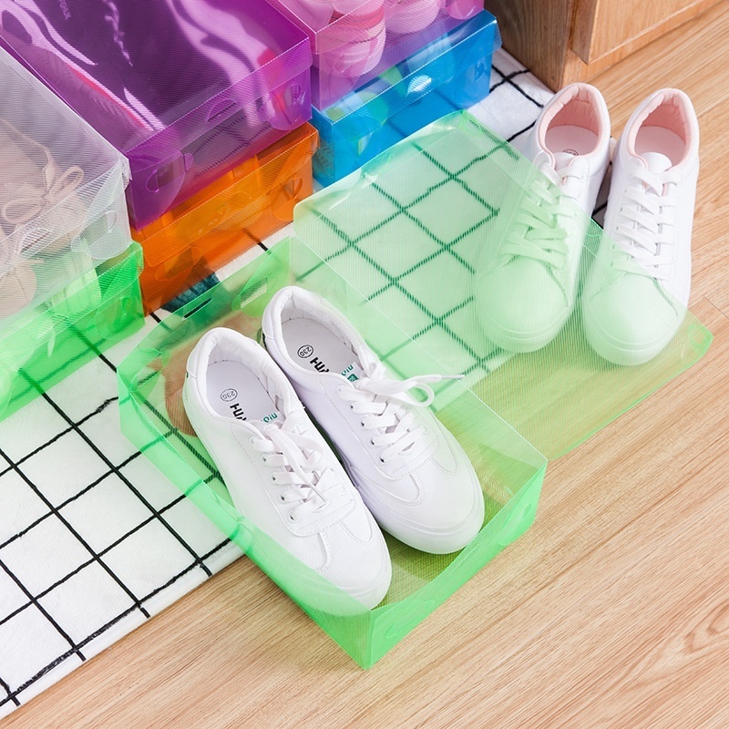 Wholesale cheap convenient simple durable colorful clear storage plastic shoe box