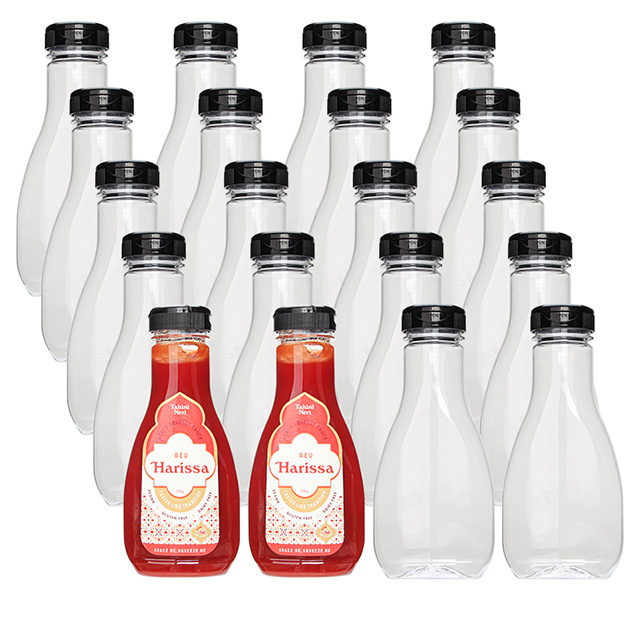 260ml food grade PET plastic squeeze salad dressing ketchup sauce bottles  with flip top lid silicone valve fossil seal