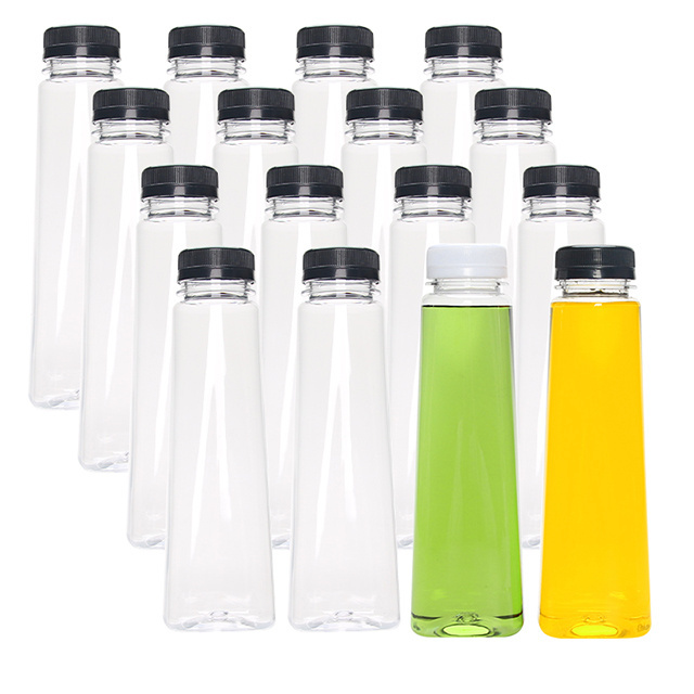 disposable 12oz 350ml clear empty plastic tamper seal  water soda beverage juice bottles for drink with cap