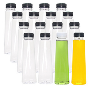 disposable 12oz 350ml clear empty plastic tamper seal  water soda beverage juice bottles for drink with cap