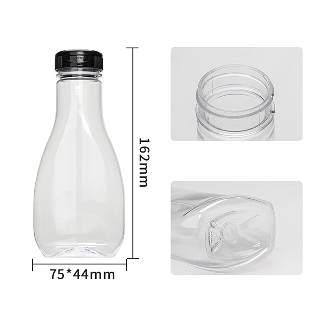 260ml food grade PET plastic squeeze salad dressing ketchup sauce bottles  with flip top lid silicone valve fossil seal