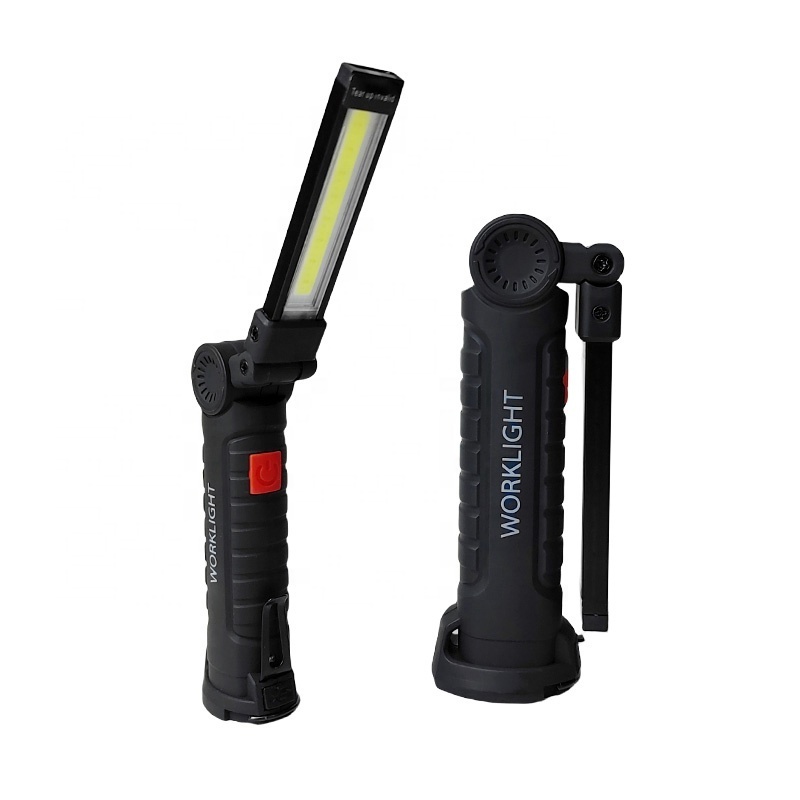 5 lighting modes with 360 degree rotation COB, mechanical light with magnetic base and hook, LED rechargeable flashlight