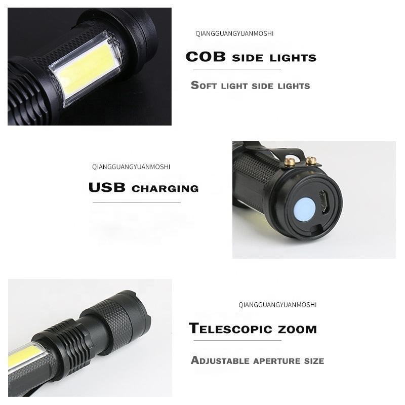 custom durable torch lamp USB Rechargeable led 80Ra survival flashlight