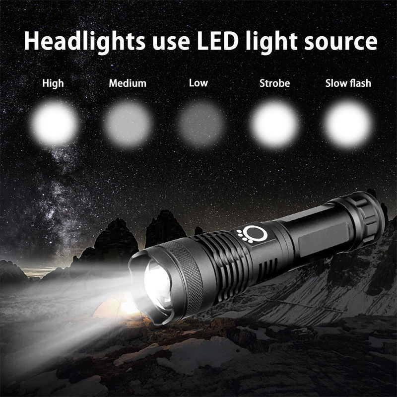 factory made in china Rechargeable Aluminum Alloy emergency super powerful flashlight with battery