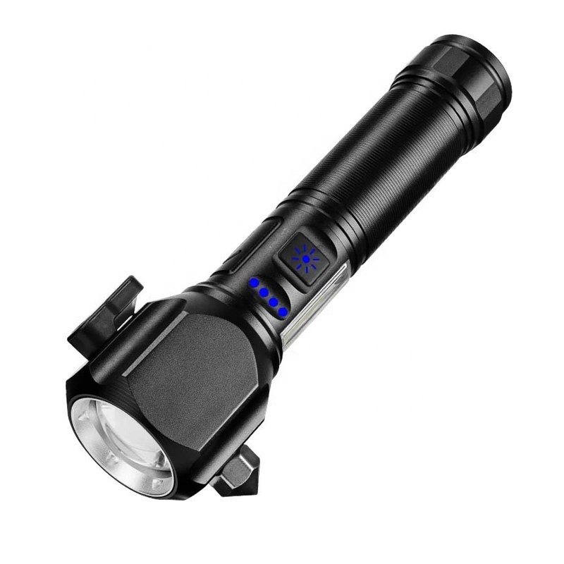 New professional aluminum alloy strong light 20W white laser with hammer knife and magnetic zoom flashlight