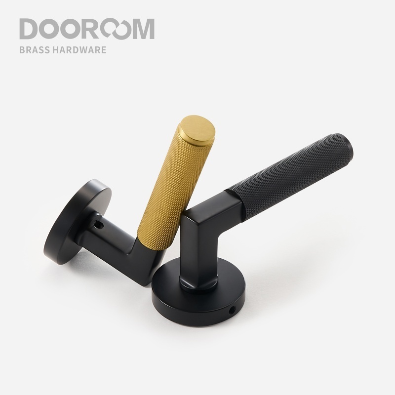 Dooroom Knurled thumbturn Brass Door Lock Set Modern Interior Bedroom Bathroom Double Wood Door Lever Set Dummy Handle Knob