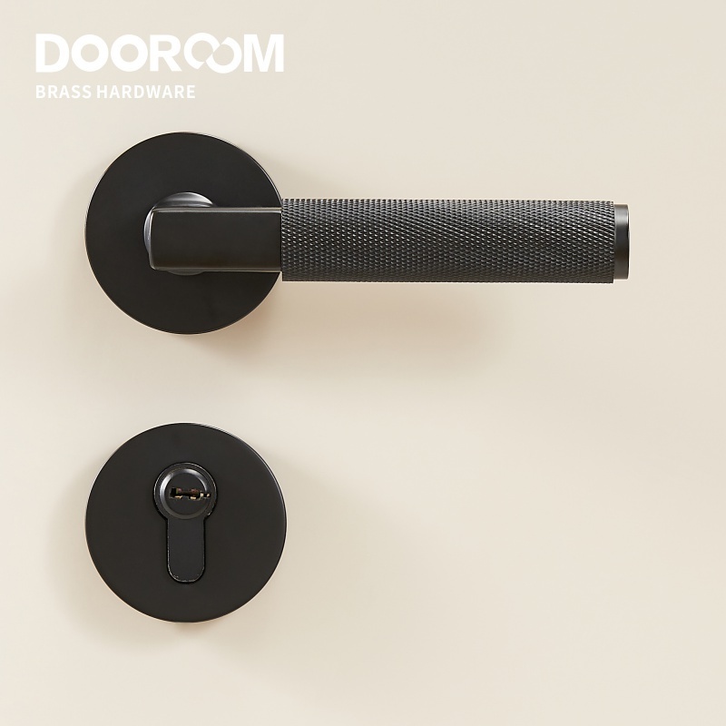 Dooroom Knurled thumbturn Brass Door Lock Set Modern Interior Bedroom Bathroom Double Wood Door Lever Set Dummy Handle Knob